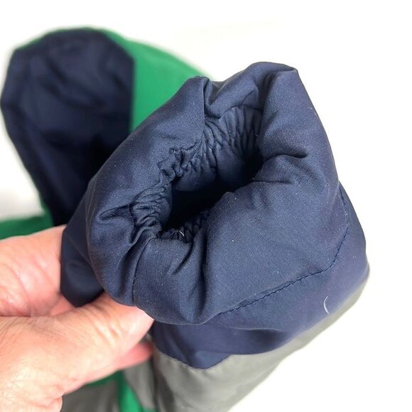 Hanna Andersson Boys Navy Gray Green Down Jacket Puffer With Hood Size 80 US 2 - Picture 6 of 9